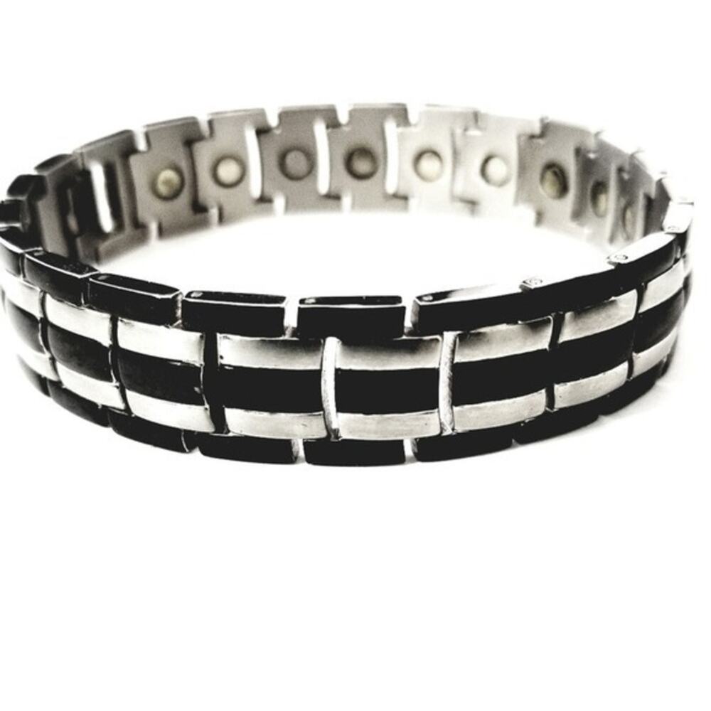 Black stainless steel magnetic bracelet 8.5 inches